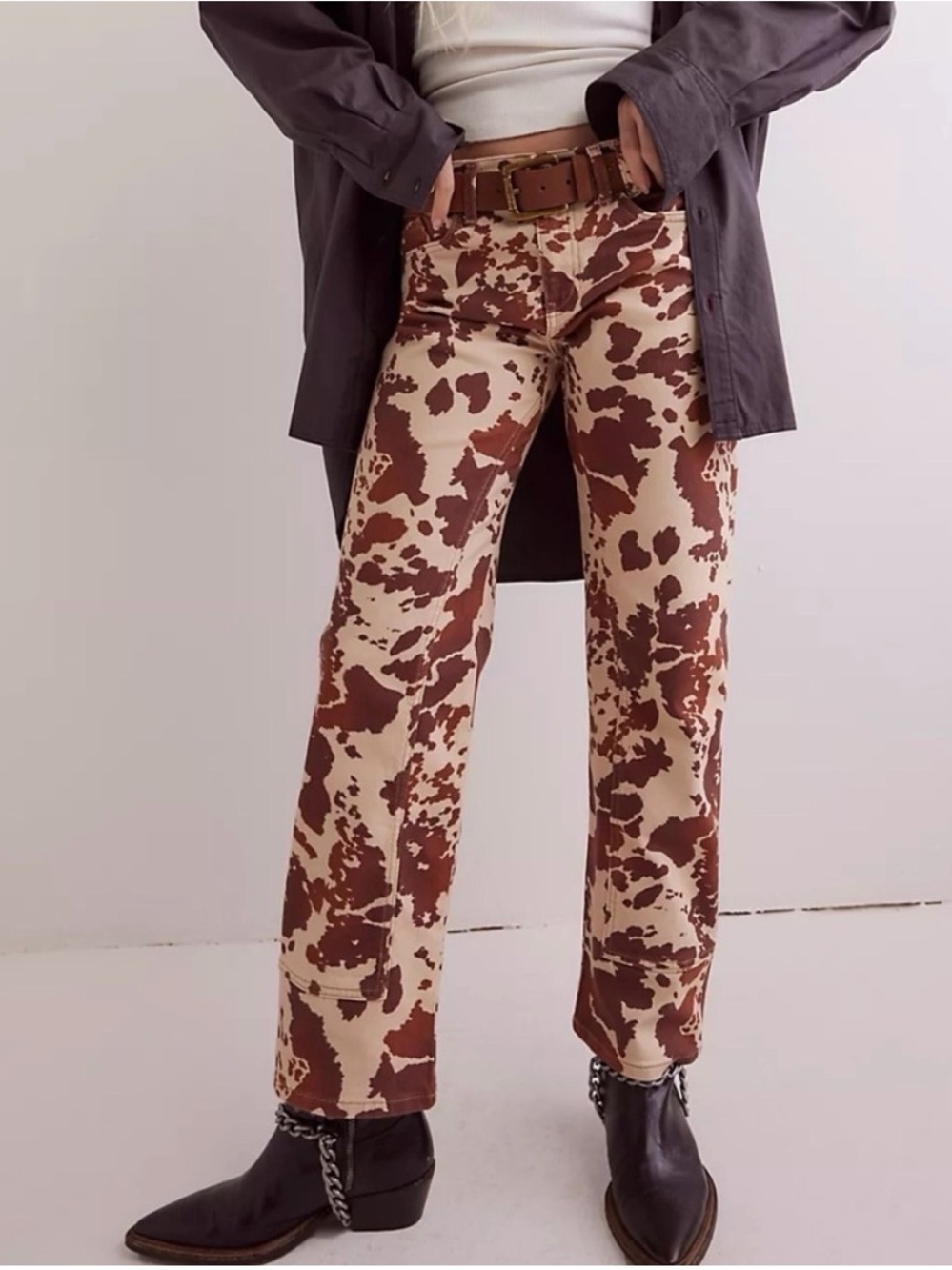 Free People/We The Free - Risk Taker Mid-Rise Printed Jeans -Tea Combo- SZ 31